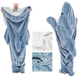 Shark Sleeping Bag, Shark Wearable Blanket Hoodie Adult Onesie, Super Soft Cozy Flannel Hoodie Adult Kids, Cute Funny Pajamas, Creative Gifts for Her/Him (XXL)