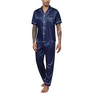 Heren Satijnen Pyjama Heren Korte Top Met Knoopsluiting En Pyjamabroek Tweedelige Nachtkleding Huispak Nachtkleding Loungewear