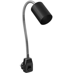 ledscom.de Stopcontactlamp/leeslamp WAIKA, zwanenhals, schakelaar, zwart, 1x GU10 max. 60W