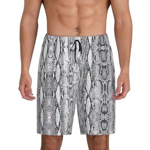 Heren Snake Skin Zwart-wit Print Lounge Shorts Pyjama Bottoms Nachtkleding Shorts Kerst Shorts Losse Sportbroek, Zwart, M