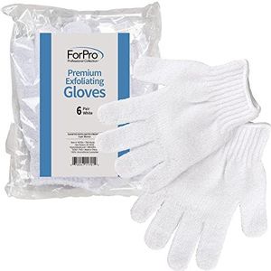 ForPro Professional Collection Exfoliërende handschoen, nylon, wit, 6 paar