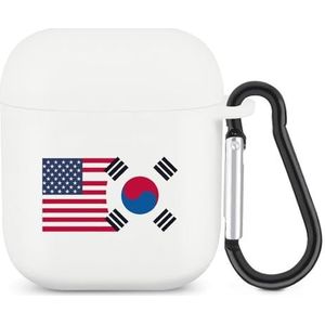 Korea Zuid VS Vriendschap Vlag Leuke Case Voor AirPods 2&1 Schokbestendige Beschermende Hoofdtelefoon Gevallen Cover Met Sleutelhanger Voor Mannen Vrouwen