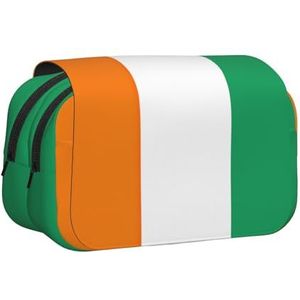 JEJEA Vlag van Ivoorkust Print Pen Etui Potlood Case Houder voor Potloden Make-up Multifunctionele Organizer Doos voor Adluts, Zwart, Eén maat, Toilettas