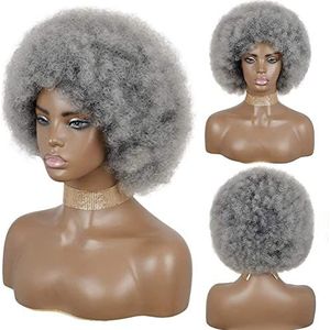 Pruik Pruiken Zachte Afro-pruik 70s Voor Vrouwen Afro Kinky Curly Hair Wigs Natuurlijke Korte Afro-krullende Pruik Pruik Voor Dagelijkse Feestkleding (Color : G, Size : A)