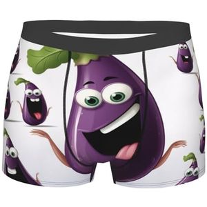 BKTRAVERPT Cartoon Aubergine - Boxershorts voor heren - Comfort Fit Boxershorts met zachte stof, stretch en ademend vermogen - Nieuw ondergoed voor heren, 3 D Grafisch, XXL