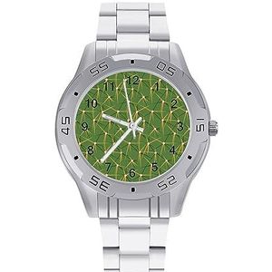 Cactuspatroon herenhorloge, modieus, sporthorloge, zakelijke horloges met roestvrijstalen armband, Stijl, regular