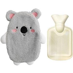 1 koala-warmwaterkruik, winterhandwarmer, afneembare pluche warmwaterkruik, pvc-waterfles met constante temperatuur, geschikt voor winterwarmte, zomerijszak (grijs)