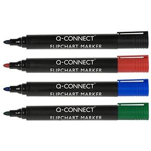 Q-CONNECT flipchartmarker, 2-3 mm, ronde punt, met clip, geassorteerde kleuren