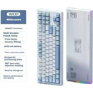 QPSJXN Mechanisch toetsenbord, draadloos, drie modi, RGB-achtergrondverlichting, swap, hot-swap, lage vertraging, gamer, accessoires, 2,4 g (blauw 4000 mAh SY)