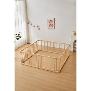 Lucellia® Opvouwbare Babybox -Hout 172x172CM - Inklapbare box – Playpen baby - Babypark - Kruipbox – Kinderbox – Speelbox - Grondbox - Veiligheidshek - Activiteitencentrum (Beige)