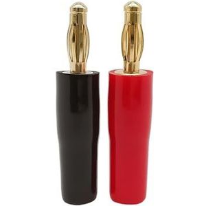 2 stuks verguld koper soldeervrij 4 mm banaanstekker connector terminals 4 mm audio luidspreker stekkers rood en zwart (kleur: rood zwart)