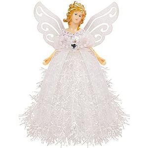 Belle Vous Kerstboomtoppers - 20,5 x 8,2 cm kunststof, witte engelboomtopper - fee boomtoppen hanger voor kerstboomdecoraties, kerstboomversieringen en feestelijke woondecoratie