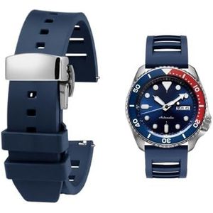 Nieuwe Fluor rubberen band geschikt for Seiko Citizen Quick Release Horlogeband 20 22mm Siliconen Tropic Band Smart Horlogeband geschikt for Huawei (Color : Dark blue silver, Size : 20mm)