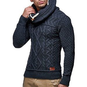 Leif Nelson Gebreide trui voor heren LN-7025, Antraciet, M