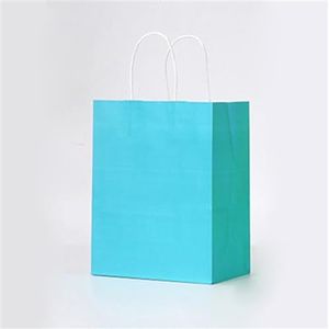 Geschenkzakken 10/20 stuks kleur kraftpapieren zak met handgrepen festival geschenkzak boodschappentassen geschenkdoos (kleur: hemelsblauw, maat: 26 x 32 x 12 cm)