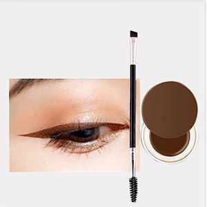 Waterproof Eyeliner Gel - 2 In 1 Long-lasting Waterproof Eyeliner/Eyebrow Gel with Brush - High Pigmented Gel Eye Liner (03# Mocha brown)