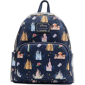 Loungefly Disney prinsessen kastelen all over print dames dubbele riem schoudertas portemonnee, multi, One Size