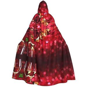 Halloween cape met capuchon, mantel met wijn en rode rozen, cosplay, verkleedkostuum voor Halloween, Kerstmis, kostuumfeest