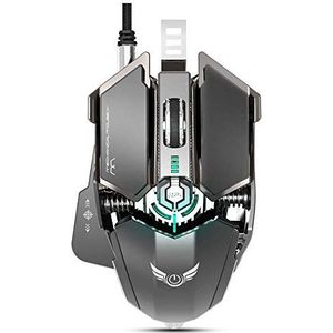 DKEE muis en toetsenbord Gaming Mouse 10 Knop Programmeerbare 4000DPI Verstelbare Wired Mouse Light Cool Automatic Gun Mouse USB Plug and Play (grijs)
