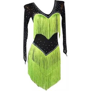 D,L,FZHQNZJF Zoom Latijns Prestatie Dansjurken Tango cha cha Oefen kostuum Lange mouw Salsa Danskleding dans uitrusten voor Rumba Samba met strass