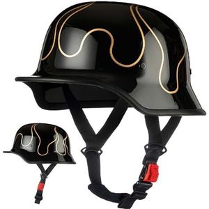 Duitse motorhelm, Duitse retro straathelm, ECE-gecertificeerd, met verstelbare snelsluiting, geschikt voor fietsen, cruisers, scooters, geschikt voor alle seizoenen M,2XL63-64CM
