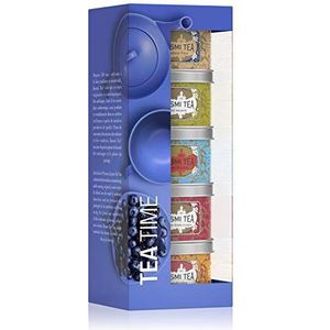 Kusmi Tea - Tea Time Set van 5 Miniaturen - Gearomatiseerde Thee Assortiment - Zwarte Thee, Earl Grey, Groene Thee, en Exotische AquaExotica Blend - Metalen Theeblikjes 5x25gr