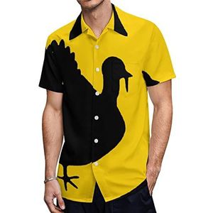 Moon Turkije Hawaiiaanse shirts voor heren, korte mouwen, casual shirt, knoopsluiting, vakantie, strandshirts, M