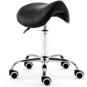 JAVPTAV Zadelkruk Stoel w/Wielen Hydraulische Lederen Zadelkruk Rolling Stoel Comfortabele 19""-23"" Hoog voor Kliniek Tandarts Spa Massage Salons Studio (zwart)