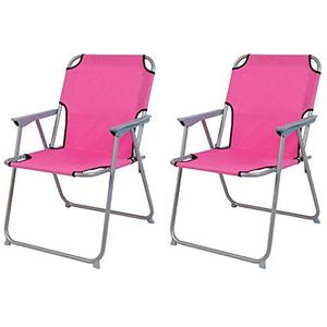 Set van 2 campingstoelen, vouwstoel, stof, Oxfort, klapstoel, vissersstoel, regiestoel, visstoel, metaal, B 53 x D 46 x H 74 cm, kleuren: roze