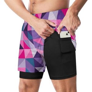 Ultra Violet Veelhoekige Abstracte Grappige Zwembroek Met Compressie Liner & Pocket Voor Mannen Board Zwemmen Sport Shorts