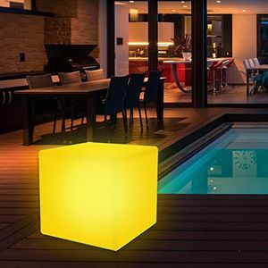 wuuhoo® LED solarlamp ""Kubi"" met 16 kleuren, weerbestendige en dimbare LED kubus met afstandsbediening, solar kubuslamp voor binnen en buiten, tuinlamp, tuinverlichting, sfeerlamp 50 x 50 x 50 cm