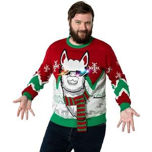 OFF THE RACK Kersttrui voor heren, uniseks, met ledverlichting, grappige Kerstman, Rudolf, lama, rendier, kerstboom, damestruien, S