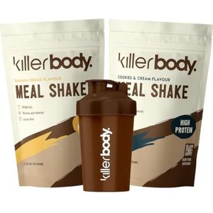 Killerbody Maaltijdshake Voordeelpakket + Shake Beker - Banana Bread + Cookies & Cream - 2125 gr