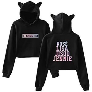 Crop Tops Pullover Lisa Rose JISOO Jennie Fans Mooie Kat Oor Lange Mouw Jumper Sweatshirt Meisjes Hoodie