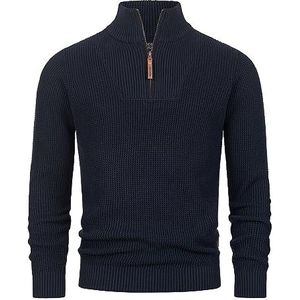 Indicode Heren INYassip Knit Sweater | Gebreide trui met opstaande kraag Navy L