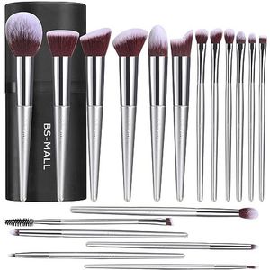 BS-MALL Make-up Borstel Set 18 Stks Premium Synthetische Foundation Poeder Concealers Oogschaduw Blush Make-up Borstels met zwarte case