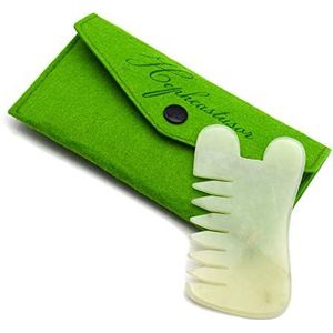 Kam en borstel voor mannen en vrouwen, Gua Sha schrapen massagegereedschap, multifunctionele draagbare jade massagekam, hoofdmassage, verbetert de bloedsomloop en verplaats lymfe op hoofdhuid, gezicht