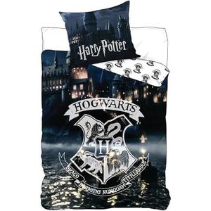 Harry Potter Beddengoed, eenpersoonsbed, dekbedovertrek 140 x 200 cm + kussensloop 50 x 70 cm, 100% katoen, zacht en ademend beddengoed voor kinderen en tieners | Magical Wizarding World