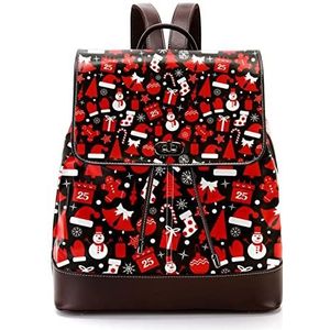 Rode Kerst Sneeuwpop Handschoen Hoed Patroon Gepersonaliseerde Casual Dagrugzak Tas voor Tiener, Meerkleurig, 27x12.3x32cm, Rugzak Rugzakken