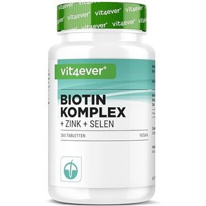 Biotinecomplex + Selenium + Zink voor Huid, Haar & Nagels - 365 Tabletten - Geen ongewenste toevoegingen - Hooggedoseerd - Veganistisch