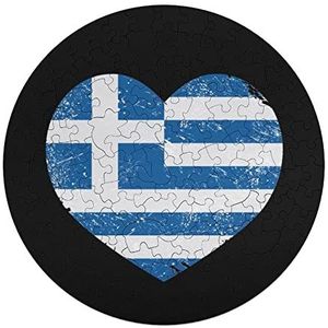 Griekenland Hart Liefde Retro Vlag Dier Vormige Legpuzzels Leuke Houten Puzzel Familie Puzzel Geschenken 120 STKS