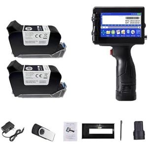 Mini Inkjet Printer 12.7mm Label Printer QR Bar Batch Code Datum Nummer Logo Vervaldatum Handheld Inkjet Printer 24 Talen Draagbare instelbare afdrukhoogte(With 2 cartridges)