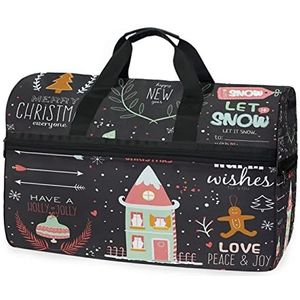 Winter Sneeuwboom Kerst Sport Zwemmen Gym Tas met Schoenen Compartiment Weekender Duffel Reistassen Handtas voor Vrouwen Meisjes Mannen