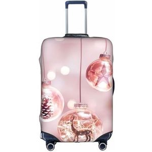 OPSREY Roze Kerstbal Gedrukt Koffer Cover Reizen Bagage Mouwen Elastische Bagage Mouwen, Roze kerstbal, XL
