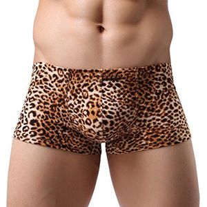 AIEOE Heren Boxershort Sexy Onderbroek Retroshort Luipaard Print Geel Azië 2XL = EU XL