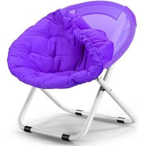 GEIRONV Vouwbare zonnestoelen, afneembare kruk strandstoel tuinstoel maan stoel zonnestoel ronde ontlasting balkonstoelen Fauteuils (Color : Purple)