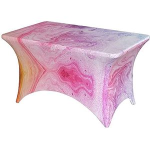 LAMAME Kleurrijke Marmeren Pastel Roze Blauw Paars Gedrukt Ingericht Tafelkleed Elastische Bijzettafel Cover voor 4FT Rechthoekige Eettafel