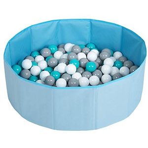 Petsona Opvouwbaar hondenzwembad met ballen, ballenbak van schuim voor droge huisdieren, zacht kinderbad, blauw: grijs/wit/turkoois