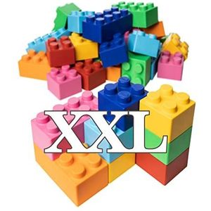 Zebrix XXL 25 klembouwstenen, 7 kleuren, grote bouwstenen in roze, lichtblauw, oranje, rood, groen, blauw en geel - (25 stenen), voor baby's en kinderen, Made in Germany