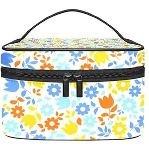 Kleurrijke bloemen Patern make-up organizer tas, reizen make-up tas organizer case draagbare cosmetische tas voor vrouwen en meisjes toiletartikelen, Meerkleurig, 22.5x15x13.8cm/8.9x5.9x5.4in